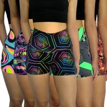 Kit 5 Shorts Femininos Curtos Justos Cós Cintura Alta Estampas Sortidas Suplex Pp ao Plus Size Kit 5 Shorts Femininos Curtos Justos Cós Cintura Alta Estampas Sortidas Suplex Pp ao Plus Size