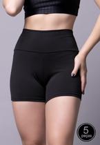 Kit 5 Shorts Fitness Feminino Suplex Liso Cintura Média