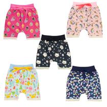 Kit 5 Shorts Infantil Menina Moletom Cores Sortidas Atacado