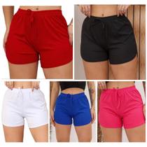Kit 5 shorts malha canelada tendencia verão tecido super confortavel em cores variadas para uso casual