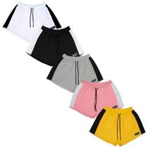 Kit 5 Shorts Moletom Feminino Esportivo Sem Bolso Básico Treino Academia Kit 5 Shorts Moletom Feminino Esportivo Sem Bolso Básico Treino Academia
