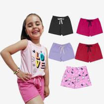 Kit 5 Shorts Sortidos Bermuda Infantil Juvenil Moletinho Menina Tamanho 4 ao 14