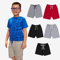 Kit 5 Shorts Sortidos Bermuda Infantil Juvenil Moletinho Menino Tamanho 4 ao 14