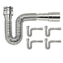 Kit 5 Sifão Flexível Multiuso Pvc Tigre Universal Cromado