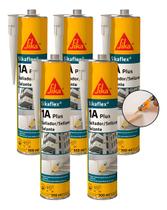 Kit 5 Sikaflex 1a Plus 300ml Branco Selante Elástico Construção