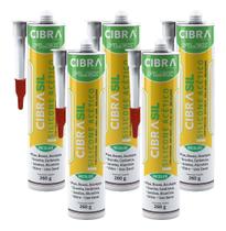 Kit 5 Silicone 240g Cibrasil Acético Cibra Incolor