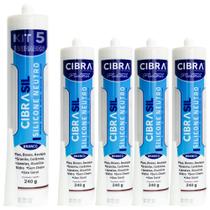 Kit 5 Silicone Cibrasil Neutro Pia Box Cerâmica Janelas Alumínio Azulejo Granito Vidro Cibra Flex 260g Kit 5 Silicone Cibrasil Neutro Pia Box Cerâmica Janelas Alumínio Azulejo Granito Vidro Cibra Flex 260g