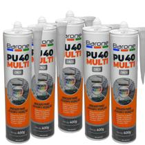 Kit 5 Silicone PU40 Cinza Adesivo Cola Vedação Barone 400g Multiuso