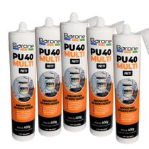 Kit 5 Silicone PU40 Preto Adesivo Cola Vedação Barone 400g Multiuso