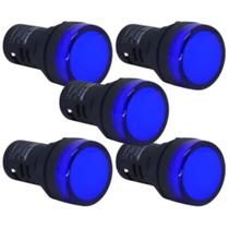 Kit 5 sinaleiro led 22mm 12v azul stark