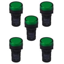 Kit 5 sinaleiro led 22mm verde 220v stark Kit 5 sinaleiro led 22mm verde 220v stark
