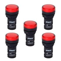 Kit 5 Sinaleiro Redondo Vermelho 22mm Led Slds2201 Steck