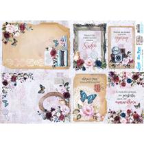 Kit 5 Slim Paper Decoupage Spl-068 Vintage Tags 47,3x33,8cm Litoarte