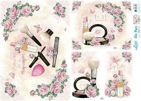 Kit 5 Slim Paper Decoupage SPL1-007 Rosas e Maquiagem Lili Negrão 47,3x33,8cm - Litoarte