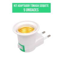 Kit 5 Soquete Bocal Para Lâmpada E27 Tomada Botão Liga Desliga