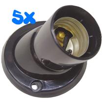 Kit 5 Soquete Porta Lâmpada Plafon Plafonier Inclinado 25 graus E27 Preto Kit 5 Soquete Porta Lâmpada Plafon Plafonier Inclinado 25 graus E27 Preto