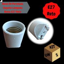 Kit 5 Soquetes De Porcelana Reto Para Lâmpada Base E27