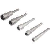 Kit 5 Soquetes Magnéticos 1/4 A 1/2 Polegada Aço Cr-V Vonder
