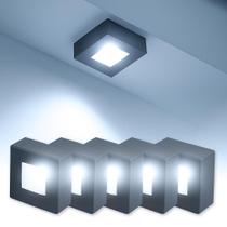 Kit 5 Spot Beiral Led Incluso de teto 6500k Branco Frio Bivolt Quadrado Preto ALUT000671-5 Alut
