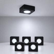 Kit 5 Spot Beiral Led Incluso de teto 6500k Branco Frio Bivolt Quadrado Preto ALUT000671-5 Alut