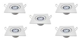 Kit 5 Spot Cob Direcionável Quadrado 3w Bivolt Teto