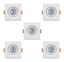 Kit 5 Spot Cob Direcionável Quadrado 5w Bivolt Teto - Elgin