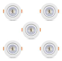 Kit 5 Spot Cob Direcionável Redondo 5w Bivolt Teto Branco Frio Kit 5 Spot Cob Direcionável Redondo 5w Bivolt Teto Branco Frio