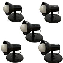KIT 5 Spot de Iluminação Direcionável Branco e Preto 1 Bocal E27