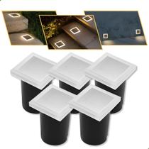 Kit 5 Spot Embutido De Chão Balizador Quadrado Led 1w 3000k