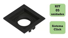 Kit 5 Spot Embutido Recuado Dicróica MR16 Para Teto Direcionável Moon Preto