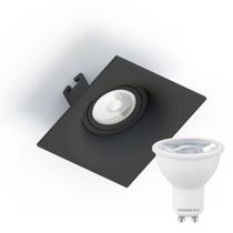 Kit 5 Spot Embutir Sand Save Energy Dicróica M16 Preto + Lâmpada Dicroica 4,8w 6500k