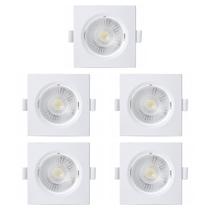 Kit 5 Spot Embutir Taschibra Alltop Quadrado Led 7W 4000K