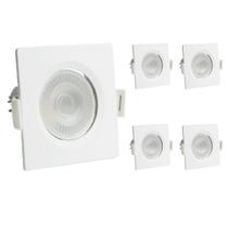 Kit 5 Spot Led 3w Quadrado Embutir 3500K Branco Quente - Iluminação Decoração Casa - Super Led