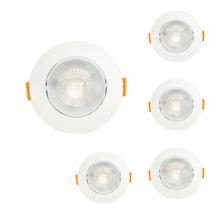 Kit/5 Spot LED 5w 3000K Embutir Direcionável Olho de boi Redondo Bivolt