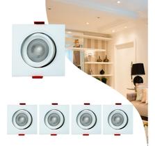 Kit 5 Spot Led 7w Direcionável Quadrado Frio 6500k Athlanta