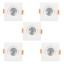 Kit 5 Spot Led Direcionável Luminatti 3w 3000k Quadrado Bivolt