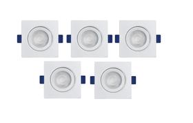 Kit 5 Spot LED Embutir Black+ Decker 3W Luz Branca 6500K Quadrado