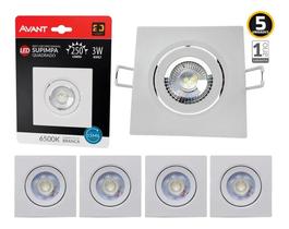 Kit 5 Spot Led Embutir Quadrado 5w 4000k Luz Branca Neutra
