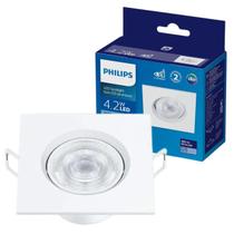 Kit 5 Spot Led Philips Quadrado Embutir 4.2w Luz Branca 6500K