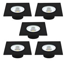 Kit 5 Spot LED Quadrado Avant 5W 6500K Preto Bivolt