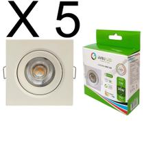 KIT 5 SPOT LED QUADRADO DIRECIONAVEL EMBUTIR 5W BRANCO QUENTE 3000k BIV EMBULED KIT 5 SPOT LED QUADRADO DIRECIONAVEL EMBUTIR 5W BRANCO QUENTE 3000k BIV EMBULED
