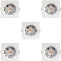 KIT 5 SPOT LED QUADRADO DIRECIONAVEL EMBUTIR 9W BRANCO FRIO 6500k BIVOLT GALAXY