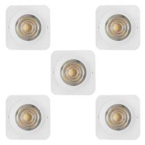 KIT 5 SPOT LED QUADRADO FIXO SOBREPOR 5W BRANCO QUENTE 3000k BRANCO CTB