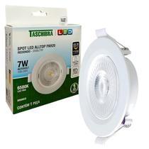 Kit 5 Spot Led Redondo Embutir 7W Luz Branca Fria 6500K