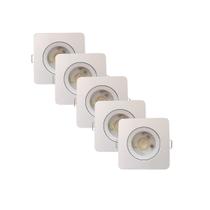 Kit 5 Spot LED Slim Quadrado 5W 6500K Luz Branca Fria - Áreas Internas