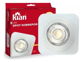 Kit 5 Spot Led Sobrepor Quadrado Branco 5w 6000k Frio Kian Kit 5 Spot Led Sobrepor Quadrado Branco 5w 6000k Frio Kian