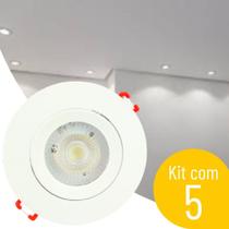 Kit 5 Spot Luminária Led 5w Embutir Redondo 6500k Branco Frio Decoração Casa Gesso Sanca Super Avant