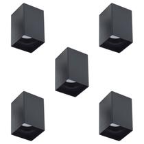 Kit 5 spot para lampada dicroica mr16 quadrado sobrepor preto galaxy Kit 5 spot para lampada dicroica mr16 quadrado sobrepor preto galaxy