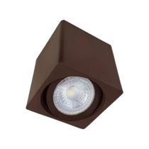 Kit 5 Spot Quadrado Sobrepor Direcionável 7,5x7x7cm - Marrom
