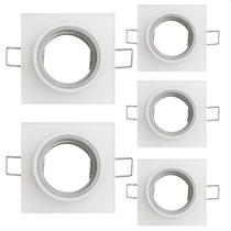 Kit 5 Spot Taschibra Quadrado Embutir Vidro Jateado SP23 Mr16 Bivolt